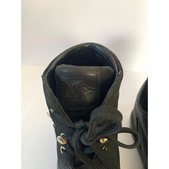 Louis Vuitton Women's Sz 37 Black Leather and Suede Millenium Wedge High-Top - Picture 10 of 15